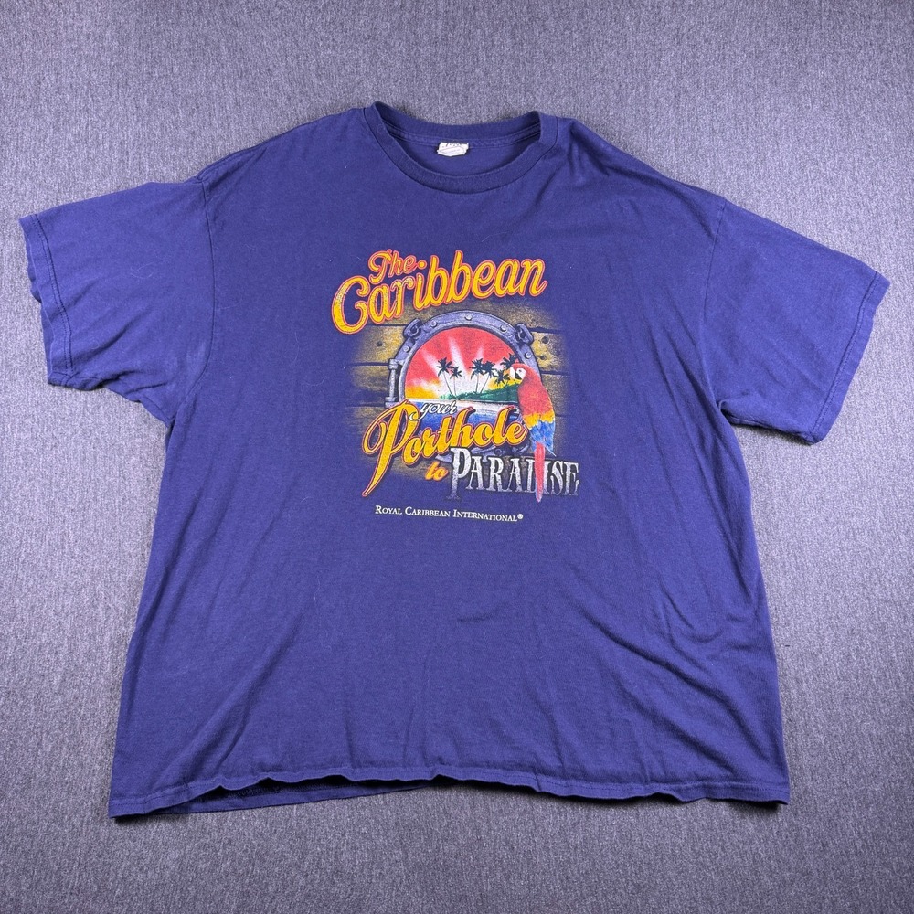 Vintage Delta‎ Mens Blue Royal Caribbean Your Porthole Paradise T-Shirt Size 3XL